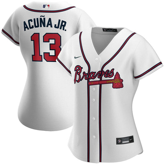 Women's Atlanta Braves Ronald Acuna Cool Base Replica Jersey White