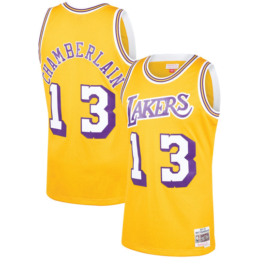 Wilt Chamberlain Los Angeles Lakers Mitchell & Ness Hardwood Classics Swingman Jersey - Gold