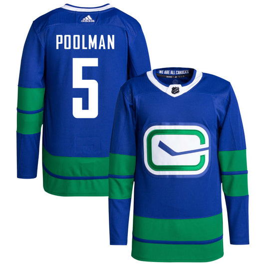 Tucker Poolman Vancouver Canucks adidas Primegreen Authentic Pro Jersey - Royal