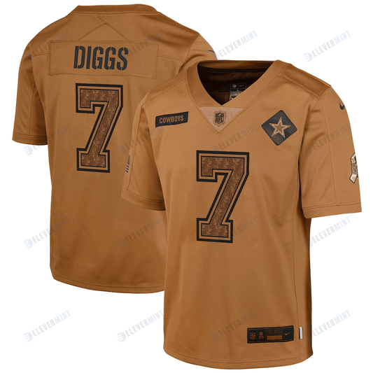 Trevon Diggs 7 Dallas Cowboys 2023 Salute To Service Limited YOUTH Jersey - Brown