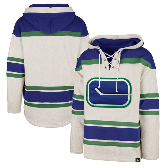 Vancouver Canucks '47 Rockaway Lace-Up Pullover Hoodie - Oatmeal