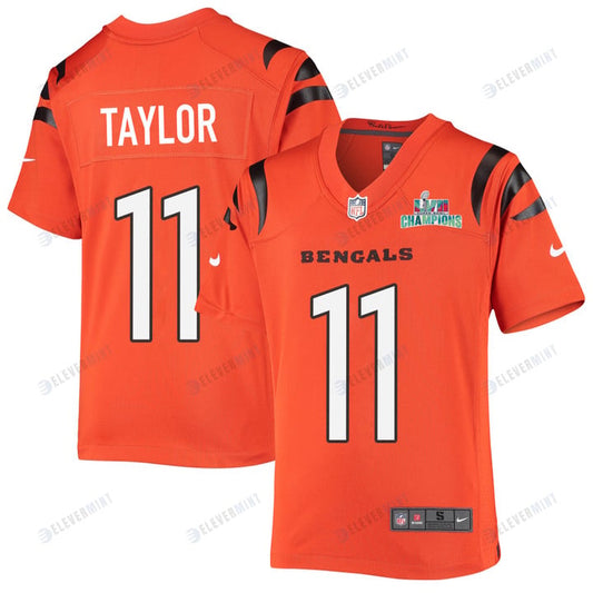 Trent Taylor 11 Cincinnati Bengals Super Bowl LVII Champions Youth Alternate Game Jersey - Orange