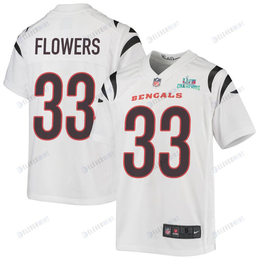 Tre Flowers 33 Cincinnati Bengals Super Bowl LVII Champions Youth Game Jersey - White