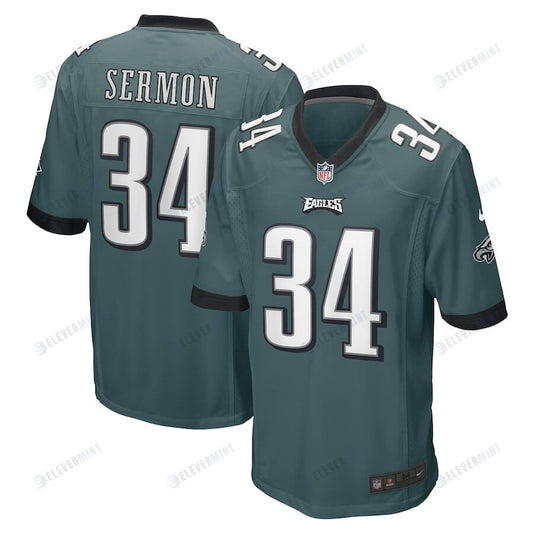 Trey Sermon Philadelphia Eagles Game Player Jersey - Midnight Green