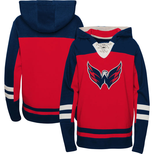 Washington Capitals Youth Ageless Revisited Home Lace-Up Pullover Hoodie - Red