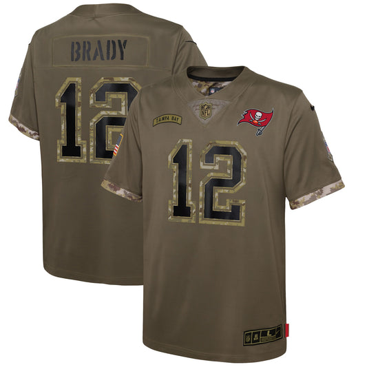 Tom Brady Tampa Bay Buccaneers Nike Youth 2022 Salute To Service Player Limited Jersey - Olive